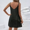 thumbnail image 4 of Women's Fashion Sequin Solid Color Suspender Dress for New Year's Eve, Clubs, and Evening Galas Black L, 4 of 5
