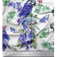 thumbnail image 1 of Soimoi Purple Poly Georgette Fabric Floral,Insect & Parrot Bird Decor Fabric Printed BTY 42 Inch Wide, 1 of 3