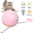 thumbnail image 1 of Juguete para gatos de interior, pelota automática interactiva de 360 grados, recargable por USB con flash LED y hierba gatera incorporada, color rosa, 1 of 5