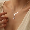 thumbnail image 4 of DanceeMangoos Lariat Star Necklace for Women: Dainty Silver/Gold Star Y Necklace for Women 14K Gold Plated Cubic Zirconia Star Pendant Necklace Pearl Drop Cute Jewelry for Women Trendy Prom, 4 of 7