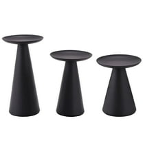 LAMIRO Set of 3 Black Metal Candle Holders for Pillar Candles — Elegant Table Decor