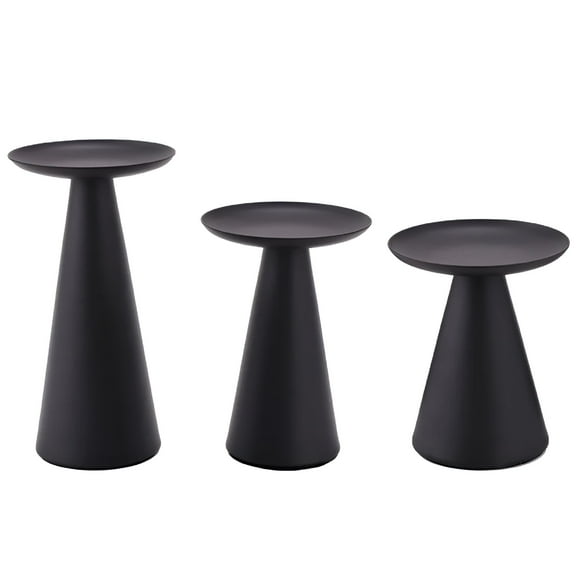 LAMIRO Set of 3 Black Metal Candle Holders for Pillar Candles — Elegant Table Decor