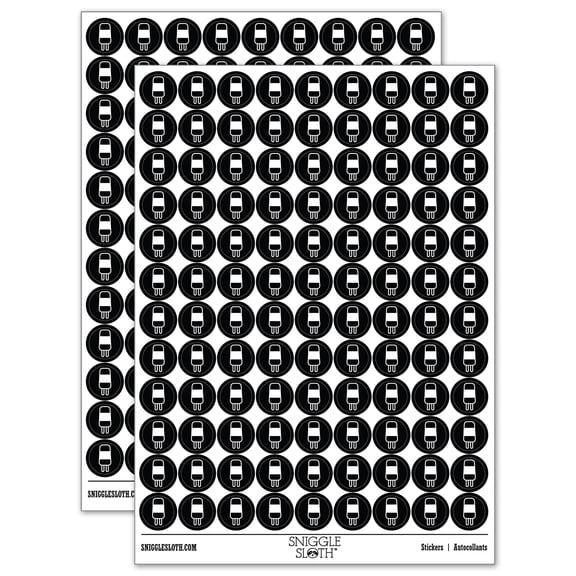 Layered Ice Cream Bar Frozen Treat Popsicle 200 Round Stickers - Black - Gloss Finish - 0.50" Size