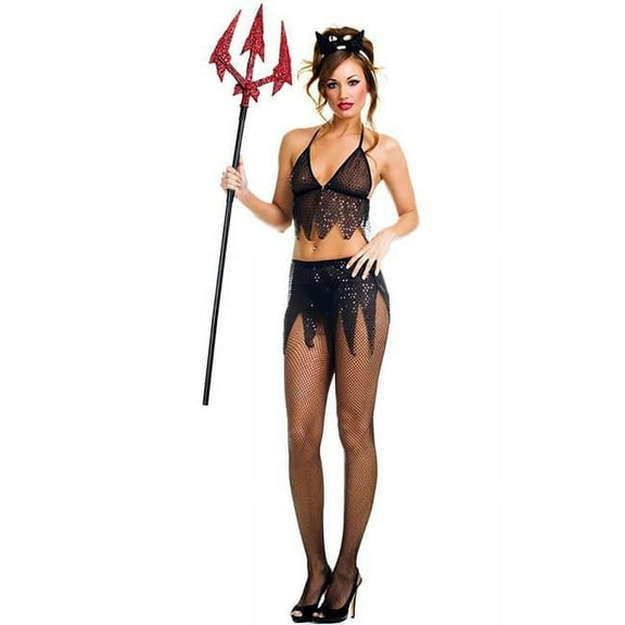 Music Legs Women's 70093-M-L 3 Piece Black Devil Outfit Costume; Medium & Large 70093-M/L
