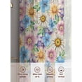 thumbnail image 6 of Spring Flowers Sheer Curtains 63 Inch Length 2 Panels Set Window Treatments, Watercolor Floral Daisy Plants Country Rod Pocket Semi Curtains for Living Room/Bedroom/Kitchen Décor, 104"W x 63"L, 6 of 7