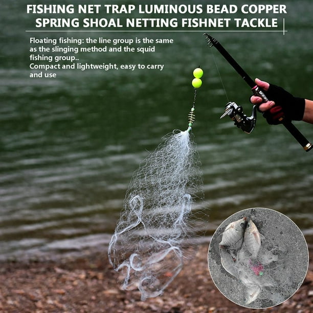 JUST BUY IT Fishing Net Trap Luminous Bead Copper Spring Shoal Netting  Fishnet Tackle 