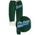 thumbnail image 2 of IROINNID Rollbacks Sweatpants for Women Thermal Solid Color Fleece Pockets Plus-Size Bandage Elastic Waist Casual Pants Leggings,Green, 2 of 3