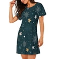 thumbnail image 2 of Xecao Christmas Snowflake for Women's Loose Nightgown Sleepwear Short Sleeves Shirt Casual Print Sleepdress, 2 of 6