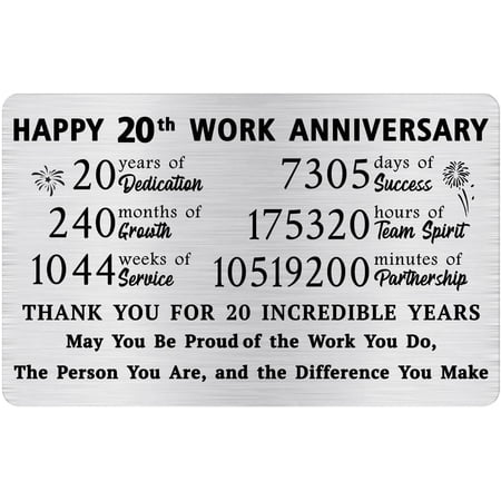15 Year Work Anniversary Wallet Card – 15 Years of Service Appreciation Gift for Men & Women – Happy 15th Work Anniversary for Employee/Coworker