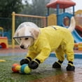 thumbnail image 4 of Dog Raincoat Waterproof Pet Jacket Full-Body Transparent Hood Reflective Trim Windproof Rainproof For All-Weather Outdoor Use(Yellow-M), 4 of 8