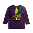thumbnail image 5 of CLOISE Youth White Tshirt Boy Girls Mardi Gras 3/4 Sleeve Crew Neck Tops Print Outfits Fall Winter Clothes Multicolor 120, 5 of 5