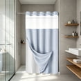 thumbnail image 4 of Bxaolu No Hook Shower Curtain with Snap in Liner Set Waffle Shower Curtain for Bathroom Hotel Quality Fabric Waterproof Inner Liner，71" W x 75" H Bathroom Curtain, 4 of 7
