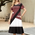 thumbnail image 4 of CHIUNL Midi Summer Dress for Women, Round Neck Short Sleeve Geometric Patchwork Dress, Casual Butterfly & Floral Print A-Line Swing Dress, Elegant Fashion Outfits for Women (Black XL), 4 of 8