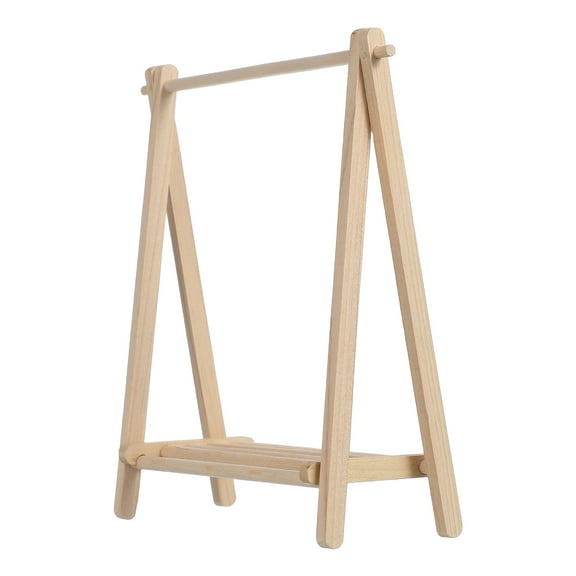 HOMEMAXS Dollhouse Mini Folding Clothes Rack Dolls Clothing Rack Mini Coat Hanger Rack Wooden Doll Dress Rack Dollhouse Supplies