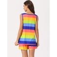 thumbnail image 3 of DARING DIVA Women's 2-Piece Rainbow Tank Tops with Shorts Stripe Pajama Set L Blue, 3 of 6