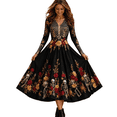 thumbnail image 3 of Meltox Women's Halloween Gothic Maxi Dress V Neck Long Sleeve Fit and Flare Floor Length Party Elegant Vintage Dress for Women Vermilion S, 3 of 8