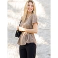 thumbnail image 6 of MixMatchy Women's Floral Round Neck Flutter Sleeve Tie Waist Blouse, 6 of 7