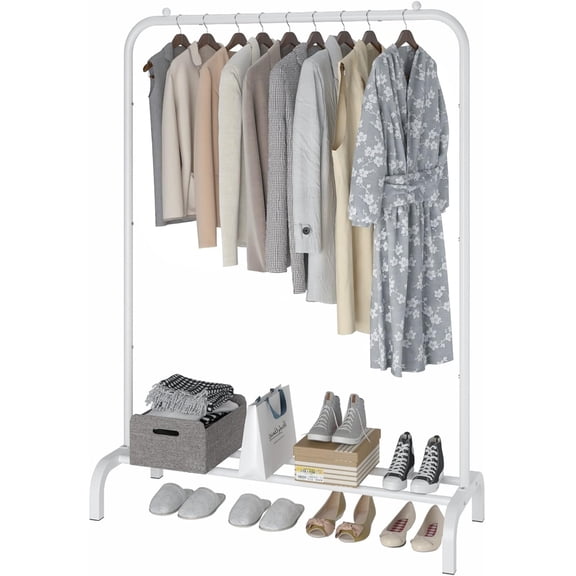 Clothing Garment Rack, iMounTEK Freestanding Singe Pole Clothing Rack for Indoor Bedroom, Clothes Organizer Rack, 41.34x59.84x16.54in,White