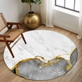 thumbnail image 3 of Gray Gold Marble Round Area Rug 5 FT, Non Slip Bedroom Area Rug, Modern Abstract Marble Crack Texture Washable Soft Circular Carpet Non-Shedding Floor Mat for Kitchen Dining Room Foyer Balcony Dorm, 3 of 9
