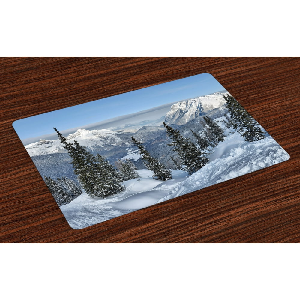Winter Placemats Set of 4 Epic Winter Landscape with Snowy Pine Trees