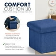 thumbnail image 7 of Ornavo Home 1 Pack Small Storage Ottoman Foldable Collapsible Cube Square Linen Ottoman Foot Rest Stool Seat, for Living Room, Bedroom, Home Office, Dorm - 12 x 12 x 12, Navy Blue, 7 of 7