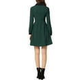 thumbnail image 3 of INSPIRE CHIC Women's Vintage Peter Pan Collar Contrast Half Placket Long Sleeve A-Line Swing Short Dress XL Dark Green, 3 of 5