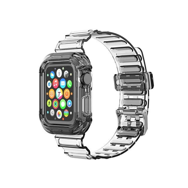 Compatible avec Apple iWatch Étui de Protection, Femmes Hommes Bracelet de Remplacement Doux Transparent pour Apple Watch (Noir Transparent, 38/40mm)