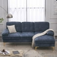 thumbnail image 2 of L Shape Upholstered Sofa Couch with Metal Leg,Modern Chenille Sectional Sofa, Living Room Furniture Sofa Set for Living Room Apartment Office(Blue), 2 of 7