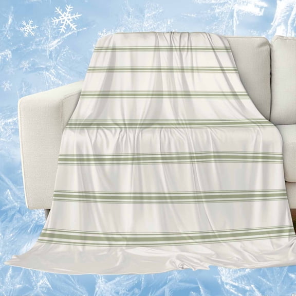 Sage Green Striped Cooling Blanket,Lightweight Breathable Summer Throw Blanket with Double Sided Cold Effect,Rustic Green Stripe Modern Art Beige Picnic Blankets Bed Sheet for Hot Sleepers 40"x60"