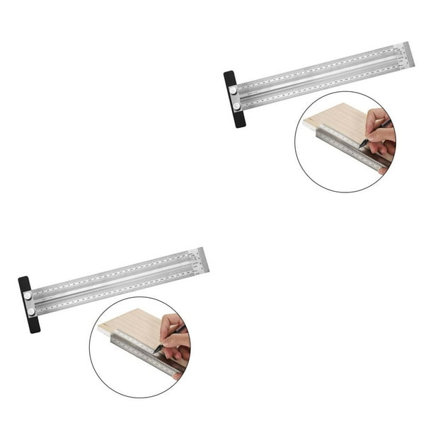 Kenally T Type Hole Scale Ruler Woodworking Mark Gauge Scribing Line Carpenter 300 mm 2piezas