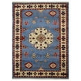 thumbnail image 2 of Rugsotic Carpets Hand Knotted Afghan Rugs Rectangle 8'x10' Blue White Silk-Wool for Indoor Use, 2 of 5