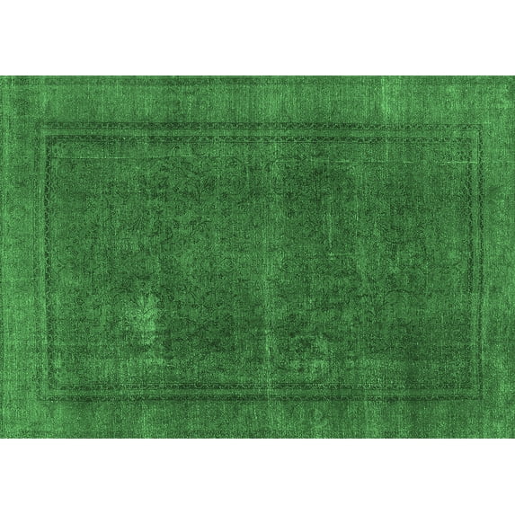 Ahgly Company Indoor Rectangle Oriental Emerald Green Industrial Area Rugs, 5' x 8'