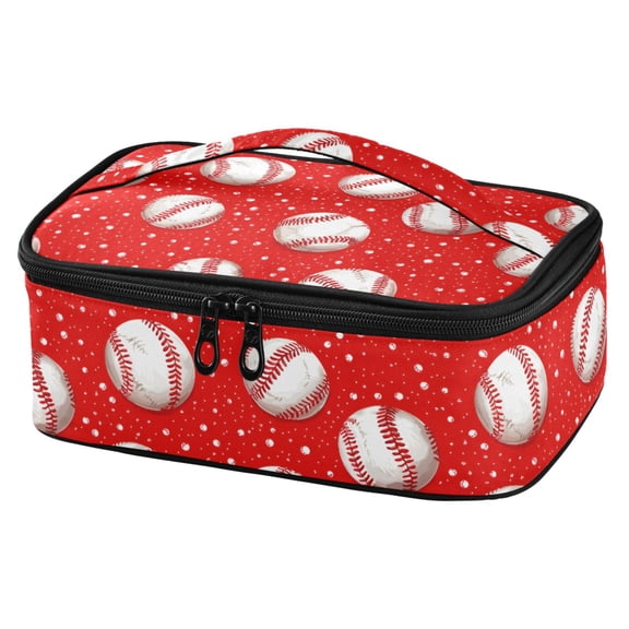 ALAZA Baseball on Red Lunch Box Insulated Cooler Tote Bag Reusable School Picnic Travel Office