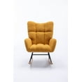 thumbnail image 2 of Modern Teddy Velvet Nursery Rocking Chair with Metal Frame, High Back Leisure Armchair with Wooden Curved Legs, Wingback Glider Rocker Chair for Living Room, Bedroom, Balcony, Yellow, 2 of 9