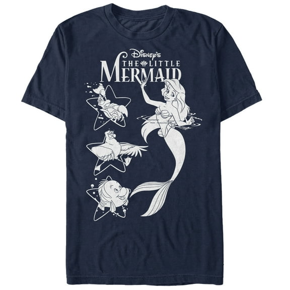 Men's The Little Mermaid Ariel's Pals  Graphic Tee Navy Blue 3X Large