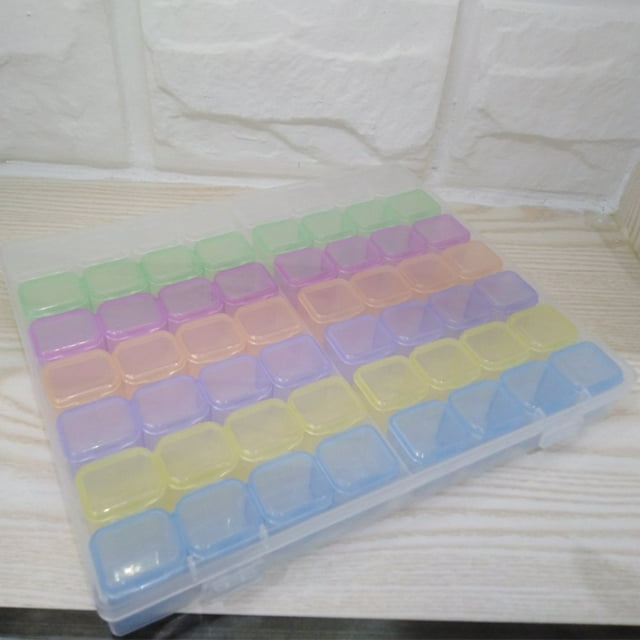 5D Jewelry Box Organizer Box Storage Case Diy Painting Drill Rhinestone Bead 56 Grid Transparent Container
