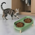 thumbnail image 3 of Elevated Dog Bowl Set Stainless Steel Double Basin Food And Water Bowl With Non-Slip Base 10 in Height, 3 of 5
