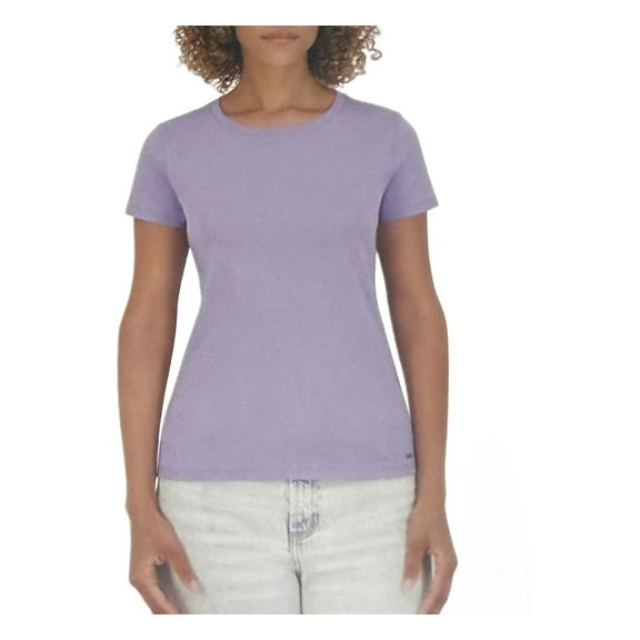 DKNY Women's Short Sleeve Crew Neck Organic Cotton Tee Shirt (US, Alpha, Large, Regular, Regular, Purple)