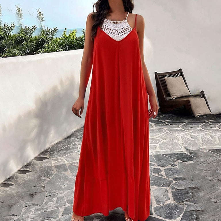 Loose Maxi Dress for Women New Women'S-Neck Solid Color Elegant Hanging Strap Dress Features: 1.Makes You Look So Beautiful,Casual,Fashion And Different. . for Outdoors, Vocation,, Daily Wear.C - Walmart.com Loose Maxi Dress for Women New Women'S-Neck Solid Color Elegant Hanging Strap Dress Features: 1.Makes You Look So Beautiful,Casual,Fashion And Different. . for Outdoors, Vocation,, Daily Wear.C - Walmart.com