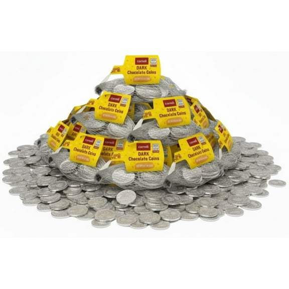 Hanukkah Chocolate Gelt Coins, Dark Chocolate Coins, 24 Sharing Mesh Bags