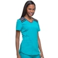 thumbnail image 4 of Dickies Dynamix Medical Scrubs Top for Women V-Neck Plus Size DK740, 4XL, Teal Blue, 4 of 7