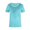 thumbnail image 4 of Fesfesfes Oversized Tshirt Women's Fashion Solid T-shirt Short Sleeves Blouse Round Neck Casual Tops Spring Tops 14(XXXL), 4 of 4