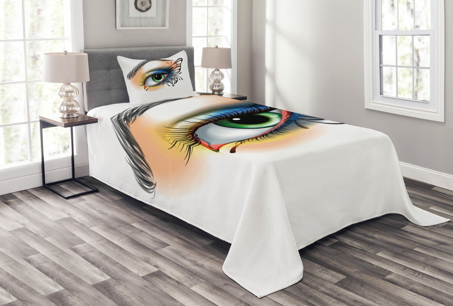 Butterflies and Floral Ornamanets Fantasy Design Colorful Vibrant Wings Artwork Multicolor Twin Size Soft Comfortable Top Sheet Decorative Bedding 1 Piece Ambesonne Colorful Flat Sheet