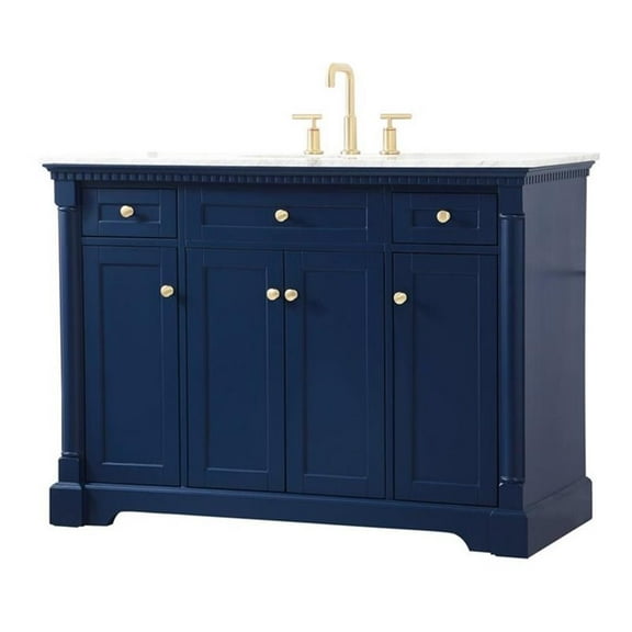 Elegant Decor Clarence 48" Solid Wood and Metal Single Bathroom Vanity in Blue