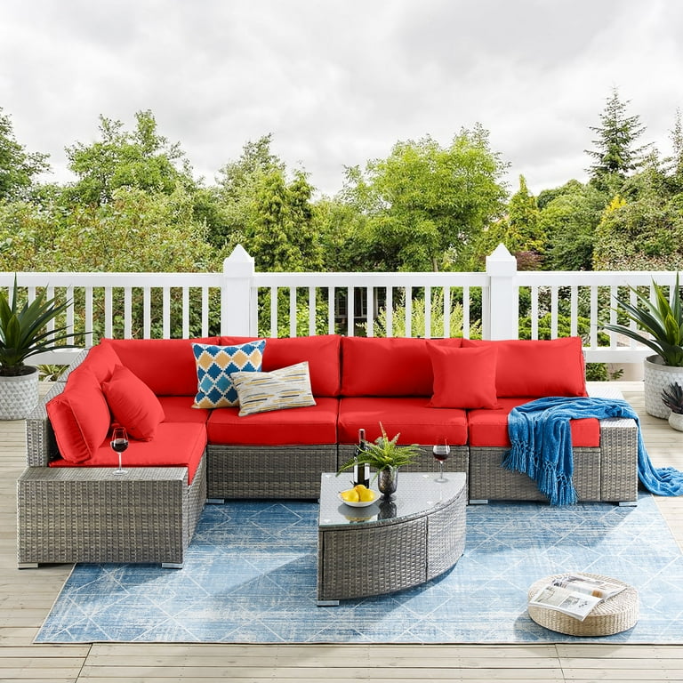 TribeSigns 6 Pieces Patio Furniture Set Outdoor Rattan Wicker