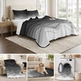 thumbnail image 6 of Queen Quilt Set 90''x96'', Black Ombre Stripes Lightweight Bedspread Coverlet Set with 2 Pillow Shams, Modern Abstract Sea Waves Spray Art Breathable All Season Quilt Bedding for Bedroom/Guest Room, 6 of 9