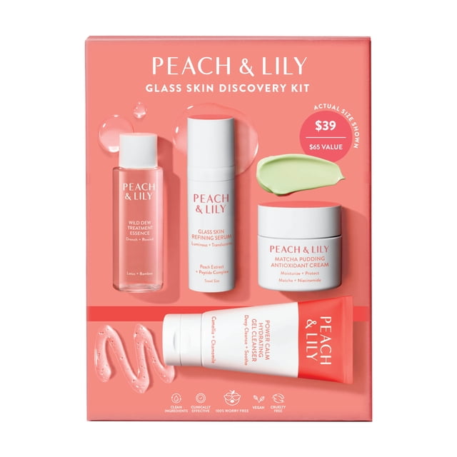 Kit Skincare de cristal para el descubrimiento de la piel con forma de melocotón y lirio