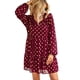 thumbnail image 1 of Vestido de gasa con lunares para mujer, vestido de lunares de manga larga ajustado con cintura informal a la moda para primavera y otoño, rojo vino L, 1 of 7