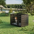 thumbnail image 2 of BOSSIN 42 Inch Steel Cushion Dog Crate Heavy Duty Chew Proof Kennel for Large Dogs, XL Metal Cage with Locking Wheels, 2 of 7