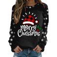 thumbnail image 1 of Gibobby Sudadera de Navidad para mujer Sudadera para mujer Moda Navidad Estampado Cuello redondo Ajuste Tops Casual Manga larga Camisas de entrenamiento Blusa suelta(Negro,XG), 1 of 5